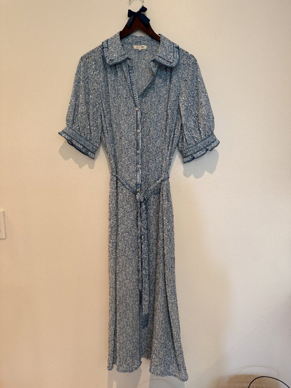 Max Studio Blue Floral Midi Shirt Dress